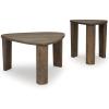 imageSignature Design by Ashley Reidport Farmhouse Nesting Accent Coffee Table with Tapered Legs Set of 2 Dark Brown