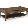 imageSignature Design by Ashley Roanhowe Contemporary 2Drawer Coffee Table with Open Lower Shelf and Tapered Legs Dark Brown