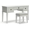imageSignature Design by Ashley Robbinsdale Casual Vanity with 3 Drawers ampamp Upholstered Cushioned Stool Whitewash