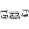 imageSignature Design by Ashley Tarrin Contemporary Glass Top Round 3Piece Table Set Includes Coffee Table and 2 End Tables Black