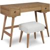 imageSignature Design by Ashley Thadamere Vanity with Stool Light Brown ampamp White
