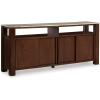 imageSignature Design by Ashley Tobinville Contemporary 4Door Accent Cabinet with Fixed Shelves Dark Brown