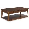 imageSignature Design by Ashley Trenmour MidCentury Modern Coffee Table with 1 Drawer Lower Open Shelf and Casters Light Brown