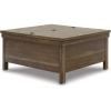 imageSignature Design by Ashley Valebeck Lift Top Coffee Table Storage Splittop Design Wood 36quot W x 36quot D x 18quot H 2tone Distressed Brown ampamp Black FinishLight Brown