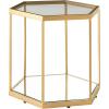 imageSignature Design by Ashley Veerwick Glam Metal Accent Table with Glass Top and Lower Shelf Metallic