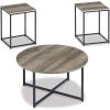 imageSignature Design by Ashley Wadeworth Urban Wood Grain 3Piece Table Set Includes 1 Coffee Table and 2 End Tables Brown ampamp BlackBrown