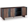 imageSignature Design by Ashley Welby Casual SoftClose Accent Cabinet with Shelves and Wire Management Dark Brown ampamp BlackBrownCharcoal