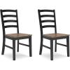 imageSignature Design by Ashley Wildenauer Armless Dining Chair Set of 2 Ladderback Design 19quot W x 2325quot D x 39quot H Black ampamp Light Brown with 2Tone Finish