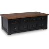 imageSignature Design by Ashley Wildenauer Farmhouse 2Drawer LiftTop Coffee Table with 2 Storage Bins Under Top and Casters Light Brown ampamp BlackBrownBlack