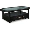 imageSignature Design by Ashley Winbardi Industrial GlassTabletop Coffee Table with Casters and Open Shelf Black
