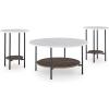 imageSignature Design by Ashley Wrenwich Contemporary Faux Marble Table with Shelf Set of 3 Dark Brown ampamp White