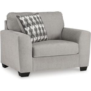 Signature Design by Ashley Avenal Park Casual Upholstered Oversized Chair with 1 Toss Pillow, Light Gray