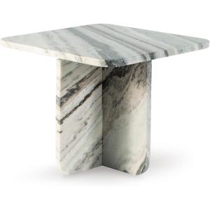 Signature Design by Ashley Baretton Contemporary Marble Accent Coffee Table with Cross Pedestal Base, Black & White