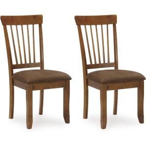 Signature Design by Ashley Berringer | Spindle Back 18″ Dining Chairs (Set of 2) – Rustic Light Brown with Upholstered Cushioned Seat(Light Brown)