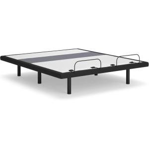 Signature Design by Ashley Best Base with Lumbar and Audio Traditional Zero Gravity California King Adjustable Base with Message, Lighting, Wireless Remote and USB Ports, Black & Gray