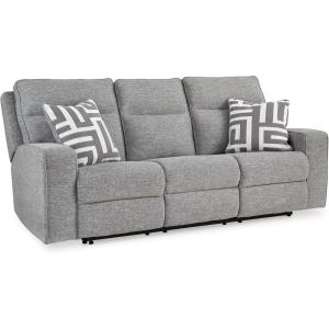 Signature Design by Ashley Biscoe Casual UV Resistant Power Reclining Sofa with Adjustable Headrest and USB Ports, Light Gray(Sofa)
