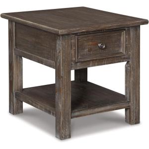Signature Design by Ashley Bolanburg Farmhouse Rectangular End Table, Plank Style Top, Drawer, Wood, 24″ W x 27″ D x 25″ H, 2-tone Finish, Antique Cream(Brown)