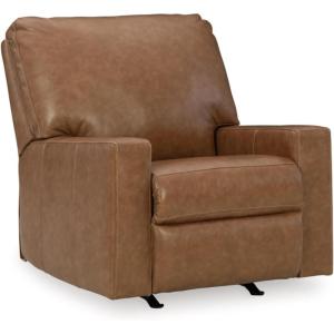 Signature Design by Ashley Bolsena Contemporary Leather Match Manual Rocker Recliner, Dark Brown(Dark Brown)