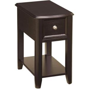 Signature Design by Ashley Breegin Chair Side End Table, 1 Drawer, 1 Fixed Shelf, Veneers, Wood, , 13.13″ W x 22.13″ D x 23″ H, Brown(Dark Brown)