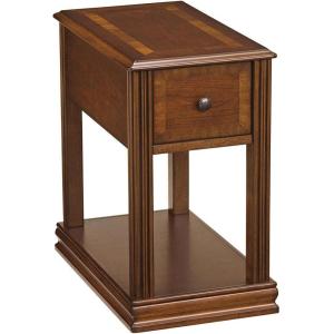 Signature Design by Ashley Breegin Chair Side End Table, 1 Drawer, 1 Fixed Shelf, Veneers, Wood, , 13.13″ W x 22.13″ D x 23″ H, Brown(Medium Brown)