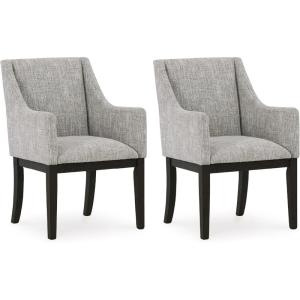 Signature Design by Ashley Burkhaus Traditional Dining Upholstered Arm Chair, 2 Count, Gray & Dark Brown(ARM CHAIR)