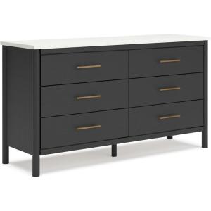Signature Design by Ashley Cadmori Casual Bohemian Dresser with Post Legs and 6 Drawers, Replicated Marble Top, Wood, 35″ High, White and Light Brown Finish(Black & White)