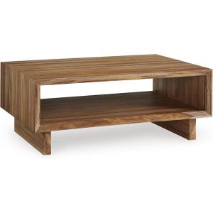 Signature Design by Ashley Dressonni Rustic Coffee Table with 1 Open Lower Shelf, Light Brown
