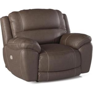 Signature Design by Ashley Dunleith Zero Wall Recliner with Power Headrest, USB Charging, Top Grain Leather and Matched Leather, 52″ W x 40″ D x 43″ H, Brown(Brown)