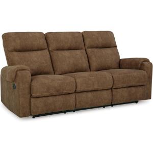 Signature Design by Ashley Edenwold Contemporary Faux Leather Manual Reclining Sofa, Dark Brown(Reclining Sofa)