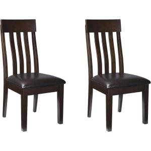 Signature Design by Ashley Hallanden Contemporary Dining Upholstered Side Chair, Set of 2, Armless, Comb Back Design, Wood Frame, Gray(Dark Brown)