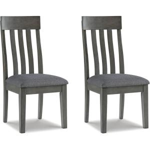 Signature Design by Ashley Hallanden Contemporary Dining Upholstered Side Chair, Set of 2, Armless, Comb Back Design, Wood Frame, Gray(Grey)