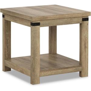 Signature Design by Ashley Hollum Rustic End Table with Shelf, Dark Brown(Light Brown)