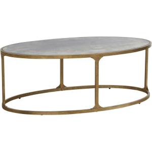 Signature Design by Ashley Korajane Transitional Metal Coffee Table with Tempered Glass Top, Metallic