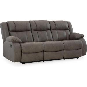 Signature Design by Ashley Leesworth Modern Leather Match Power Reclining Sofa with USB Ports, Dark Brown(Grey)