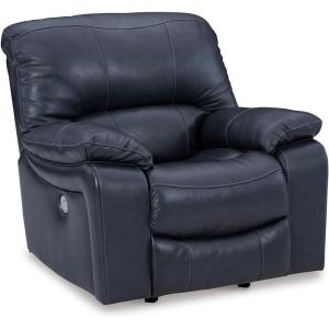 Signature Design by Ashley Leesworth Modern Power Rocker Recliner, USB Port, Gentle Rocking, Top Grain Leather and Matched Leather, 41″ W x 41″ D x 41″ H, Blue