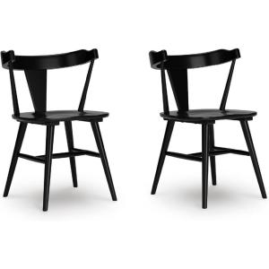 Signature Design by Ashley Mid Century Centiar Dining Bucket Chair Set of 2, Black and Brown(Black)
