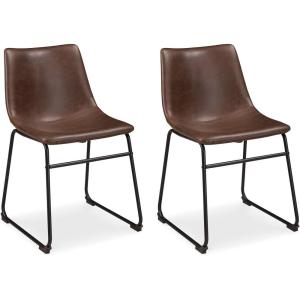 Signature Design by Ashley Mid Century Centiar Dining Bucket Chair Set of 2, Black and Brown(Brown)
