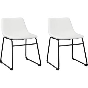 Signature Design by Ashley Mid Century Centiar Dining Bucket Chair Set of 2, Black and Brown(White)