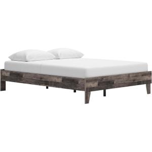 Signature Design by Ashley Socalle Casual Queen Platform Bed with Metal Slats, No Box Spring Needed, Black(Rustic Gray)