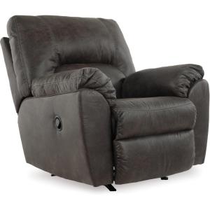 Signature Design by Ashley Tambo Faux Leather Manual Rocker Recliner, Gray
