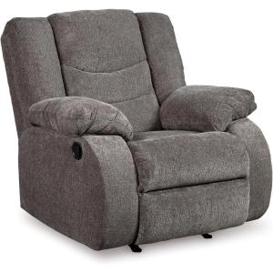 Signature Design by Ashley Tulen Modern Manual Pull Tab Reclining Loveseat, Dark Gray(Dark Gray)