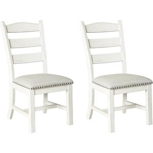 Signature Design by Ashley Valebeck Vintage Farmhouse Cushioned Dining Chair, 2 Count, Whitewash(Chair)
