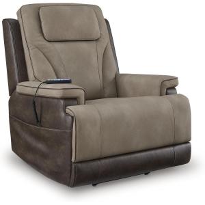 Signature Design by Ashley Yandel Faux Leather Electric Power Lift Recliner for Elderly, Brown(Tan)