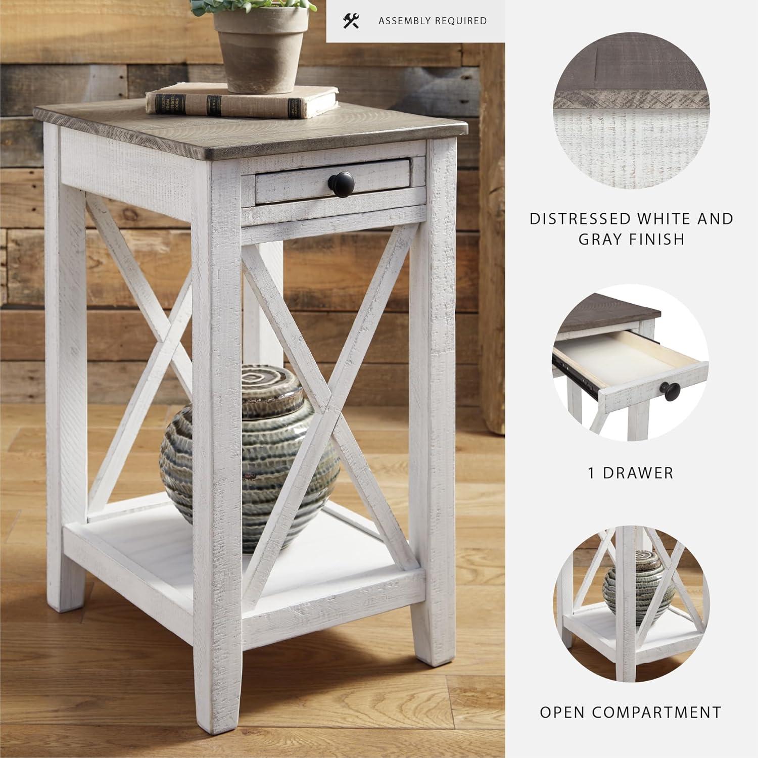 imageSignature Design by Ashley Adalane Modern Farmhouse Accent End Table Whitewash