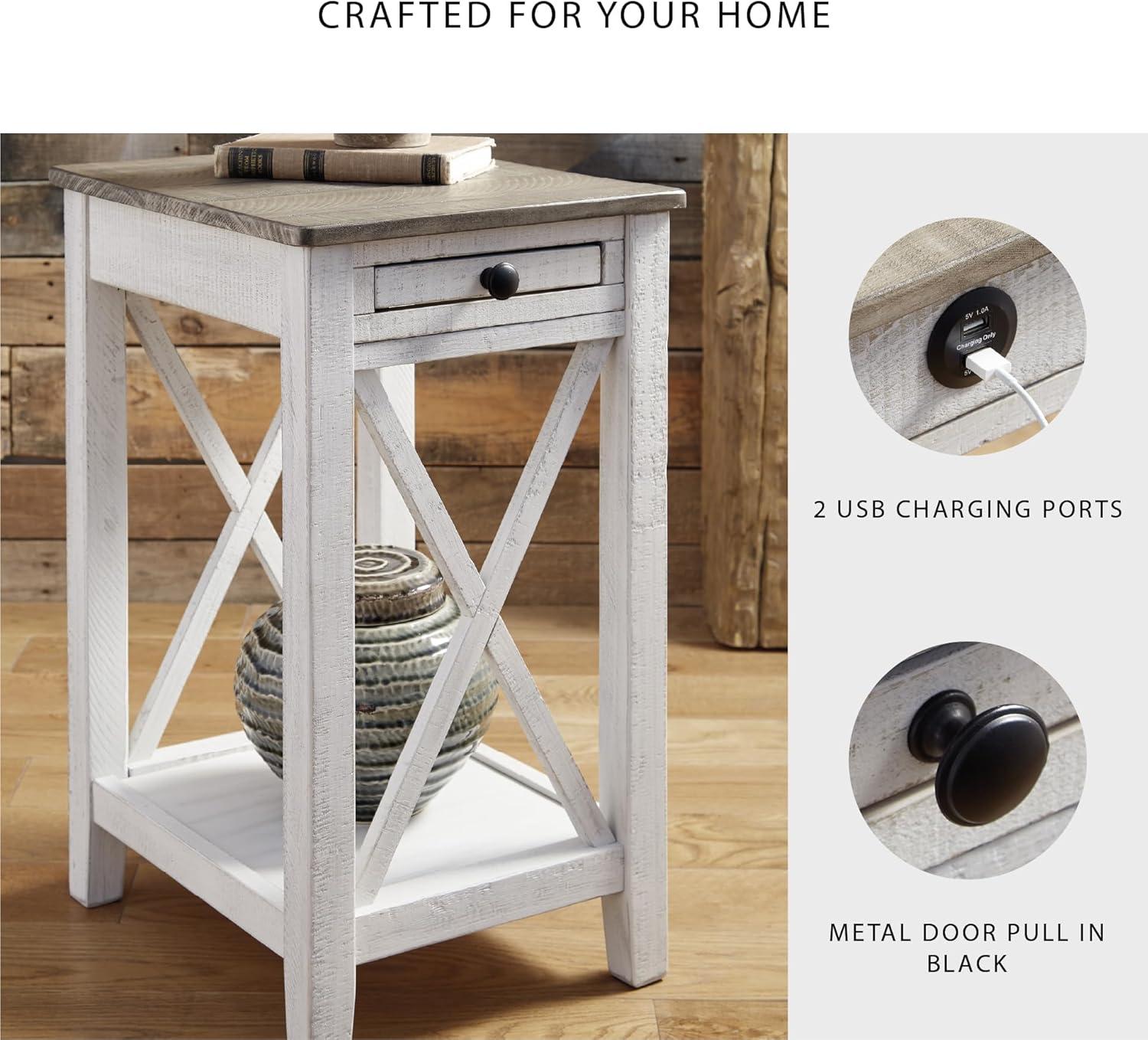 imageSignature Design by Ashley Adalane Modern Farmhouse Accent End Table Whitewash