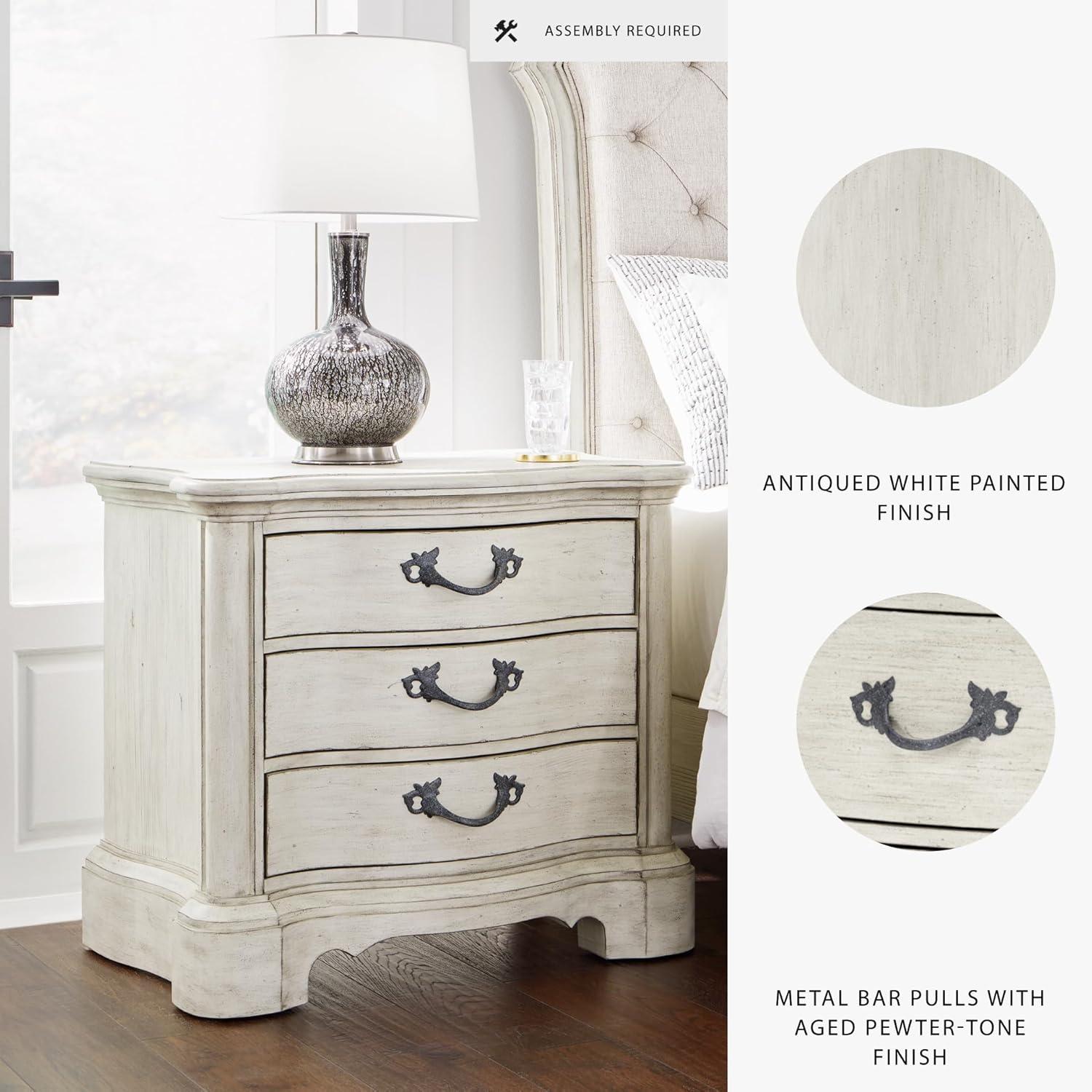 imageSignature Design by Ashley Arlendyne Classic 3 Drawer Nightstand with Power Supply and USB Ports 295quot Tall White