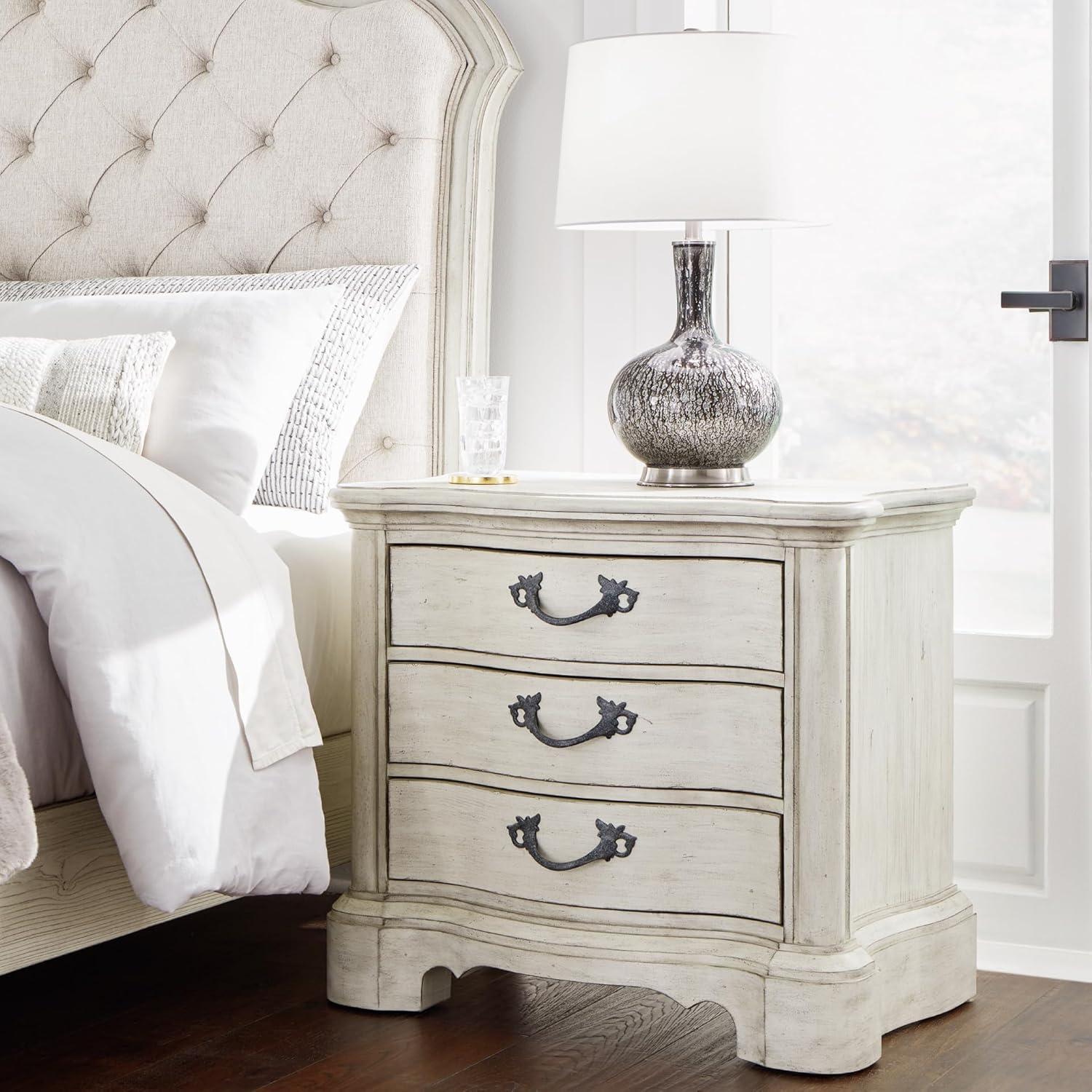 imageSignature Design by Ashley Arlendyne Classic 3 Drawer Nightstand with Power Supply and USB Ports 295quot Tall White