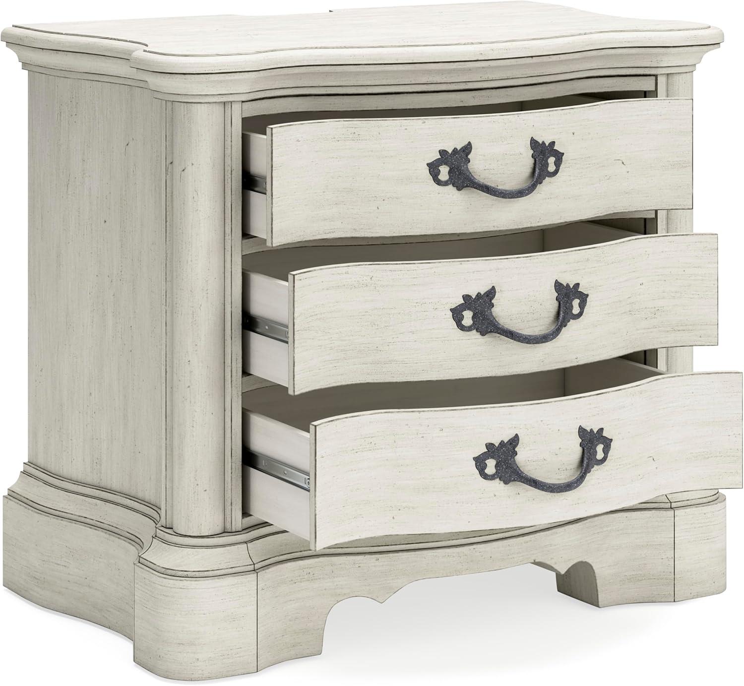 imageSignature Design by Ashley Arlendyne Classic 3 Drawer Nightstand with Power Supply and USB Ports 295quot Tall White