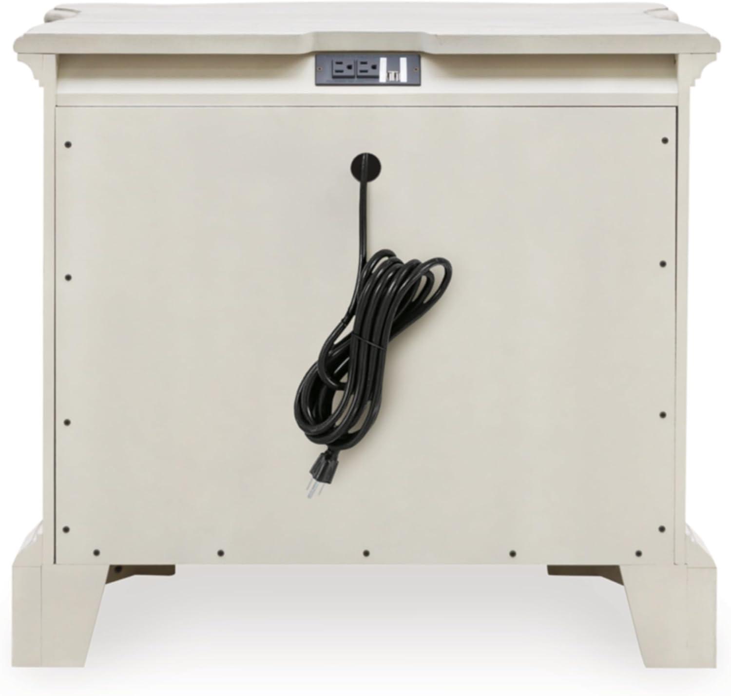 imageSignature Design by Ashley Arlendyne Classic 3 Drawer Nightstand with Power Supply and USB Ports 295quot Tall White