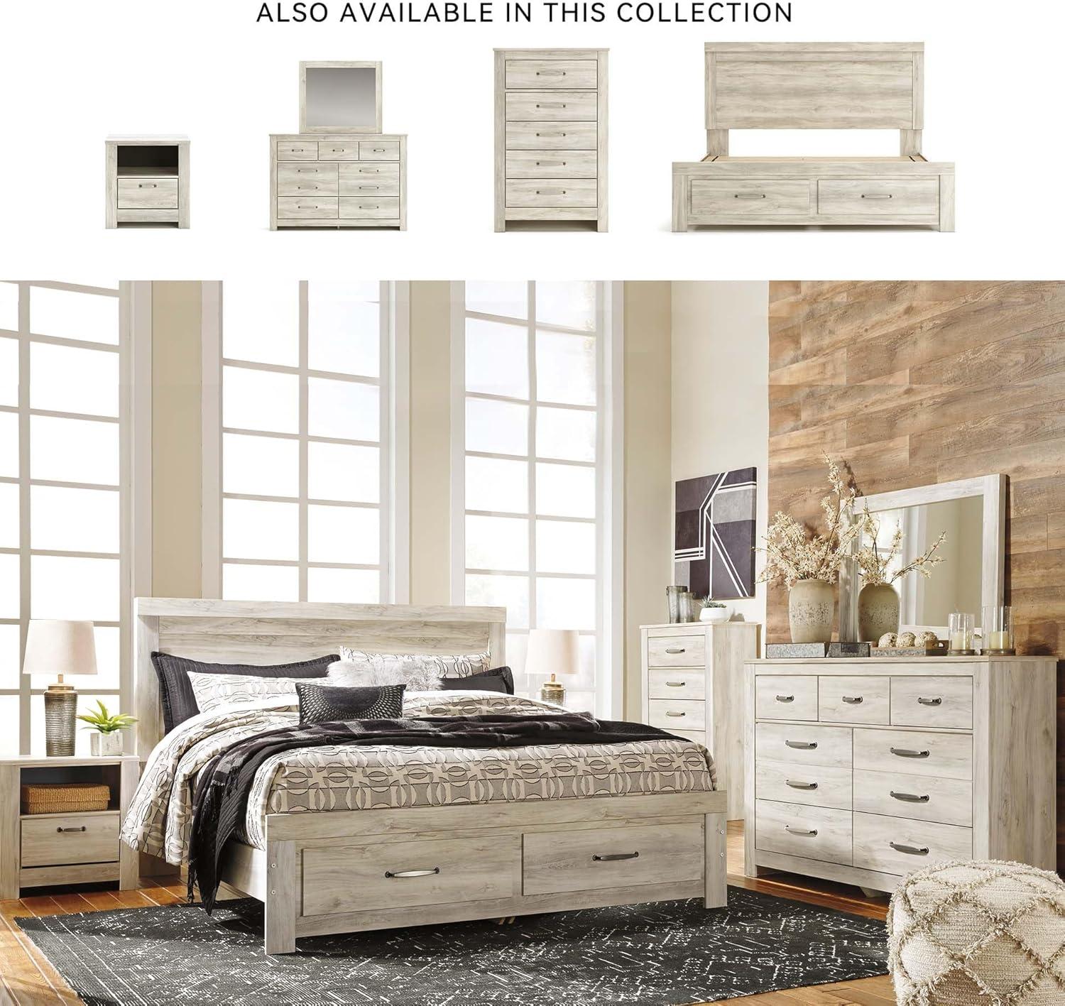 imageSignature Design by Ashley Bellaby Vintage SmoothGliding 7Drawer Dresser and Mirror with Safety Stop WhitewashWhitewash